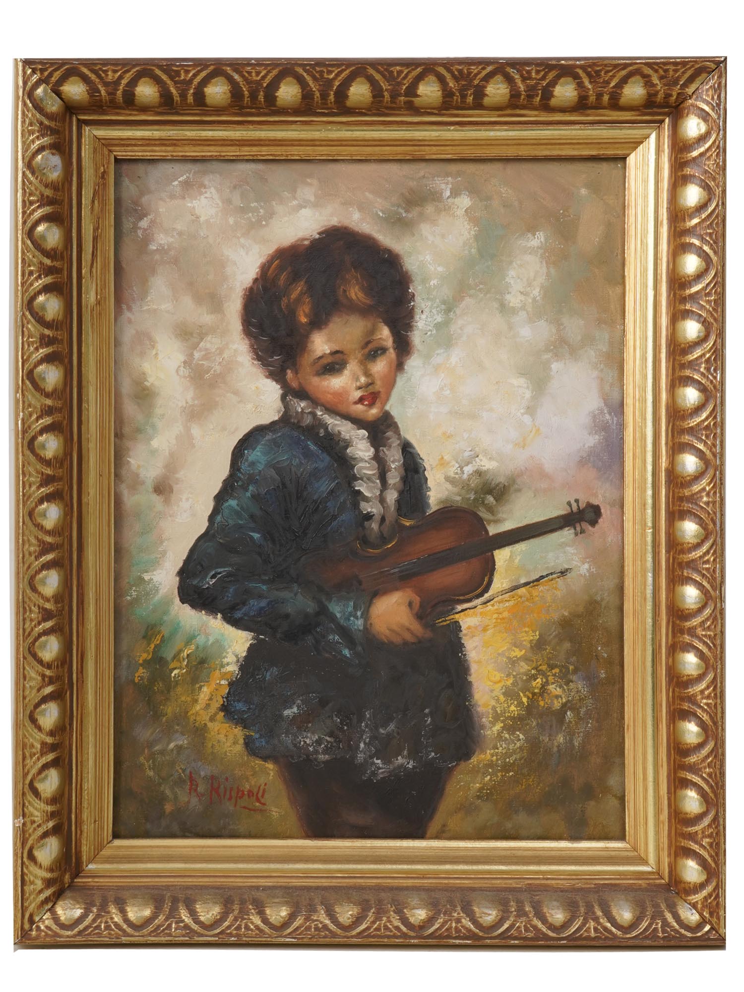 ITALIAN OIL PAINTING MUSICIAN BY FRANCO RISPOLI PIC-0